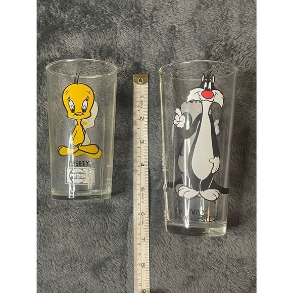 VTG 1973 Pepsi Looney Tunes Collector Drinking Glasses Tweety and Sylvester - Picture 2 of 8